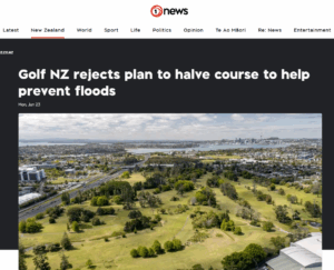 Screenshot of 1News website covering the Takapuna Golf redevelopment controversy
