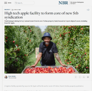 Screenshot of national media coverage featuring Mr Apple’s smart coolstore and export innovation.