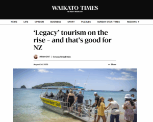 Screenshot of Waikato Times coverage on luxury tourism New Zealand and legacy tourism