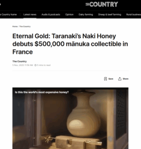 Screenshot of NZ Herald coverage on world’s most expensive honey