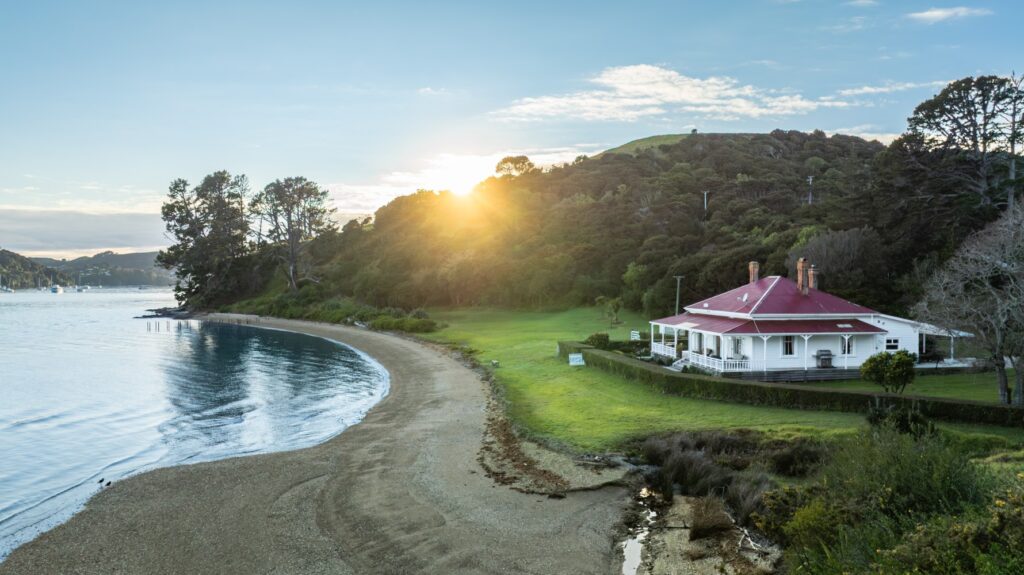 Historic Waiheke Island vineyard estate overlooking Ōakura Bay