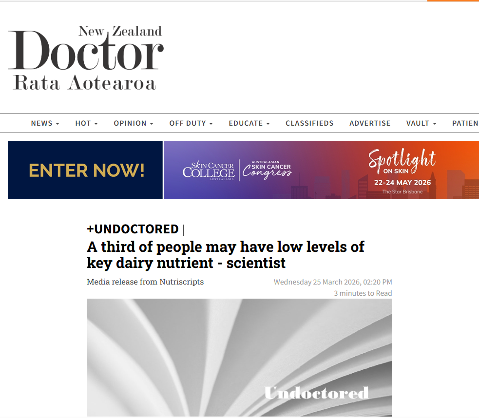 Screenshot of NZ Doctor coverage on C15:0 dairy nutrient NZ