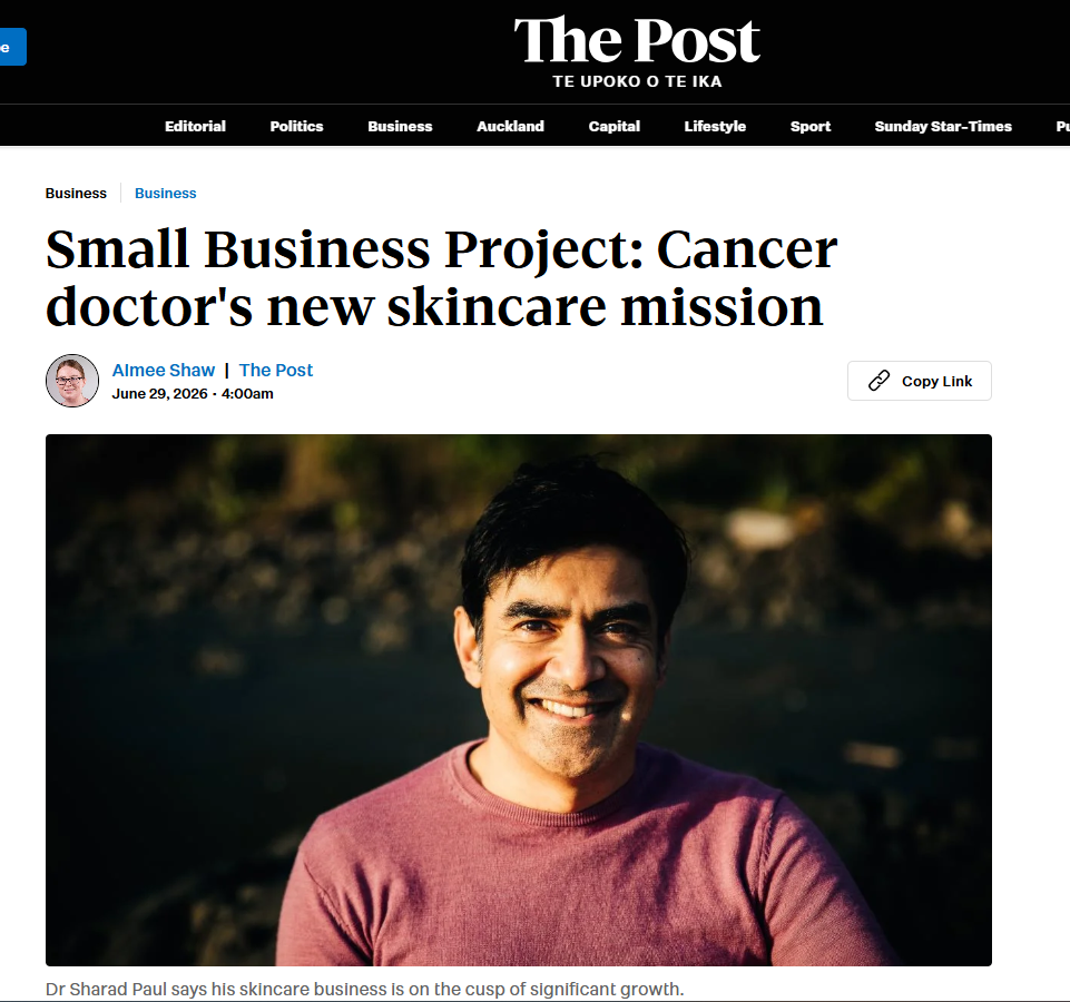 Screenshot of The Post coverage on Healthy Skin Lab’s New Zealand skincare export expansion