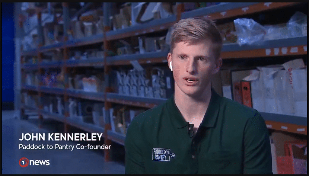 Screenshot of 1News coverage of Paddock to Pantry and grocery competition in New Zealand